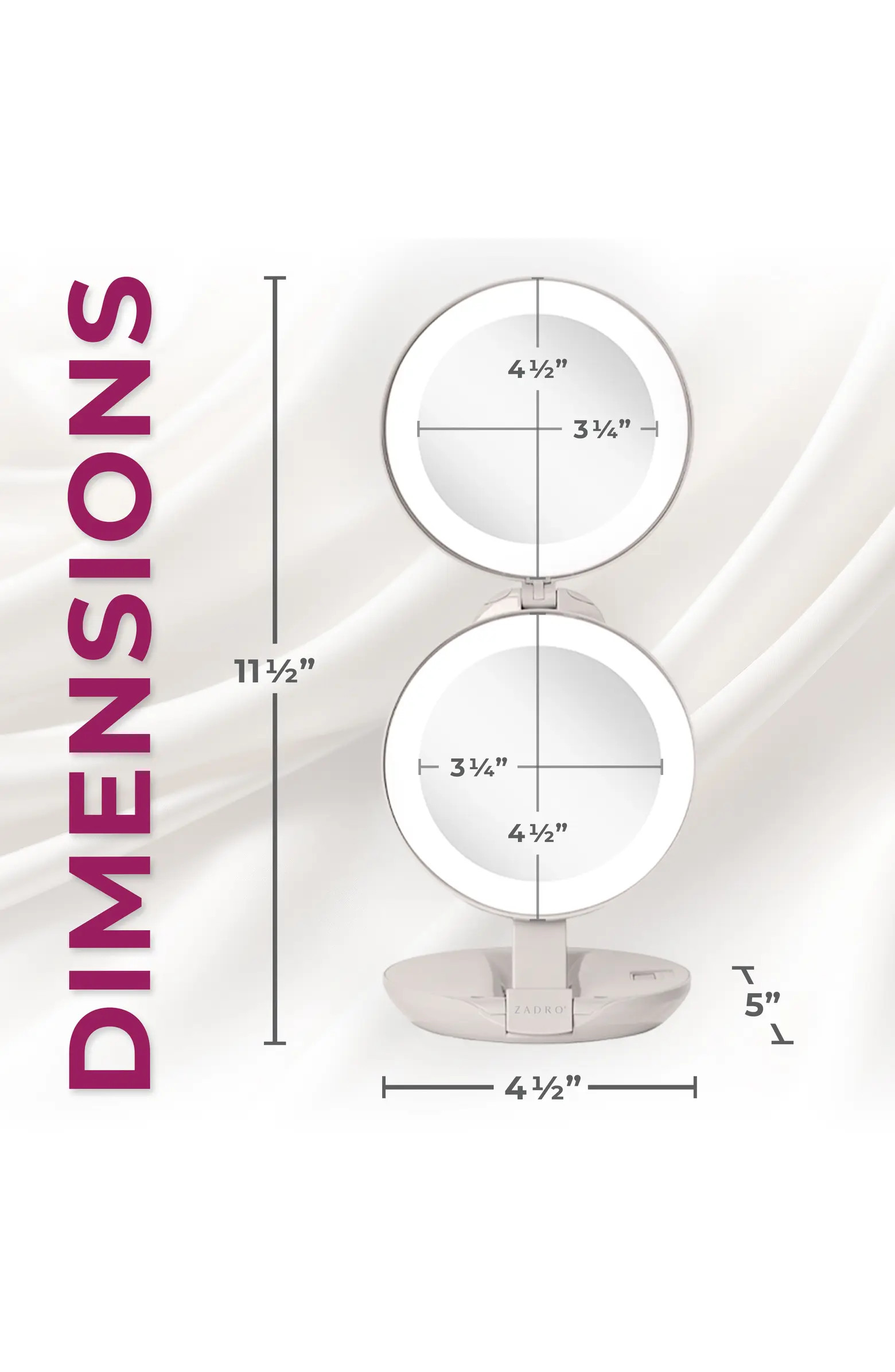 Zadro Lighted Travel Mirror with Magnification & Folding-to-Compact | Nordstrom | Nordstrom