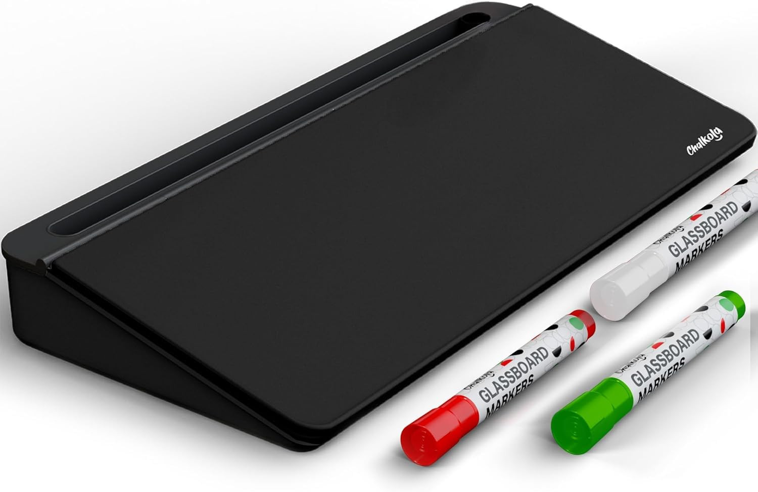 Chalkola Black Glass Desktop Whiteboard with Storage - Dry Erase Board, Work Desk Organizers, Com... | Amazon (US)