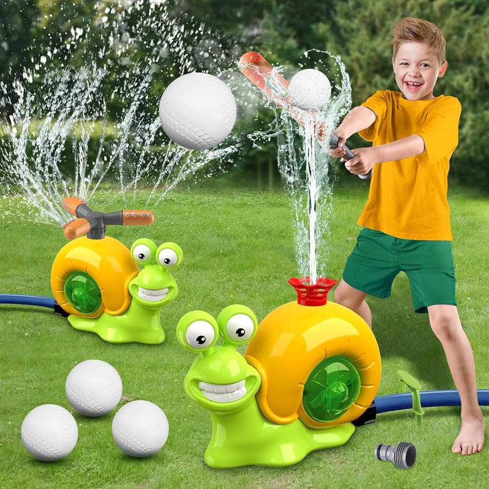 2 in1 Water Sprinkler Baseball Toy for Kids,Snail/Helicopter Sprinkler Ball Set with 2 Sprinkler ... | Amazon (US)