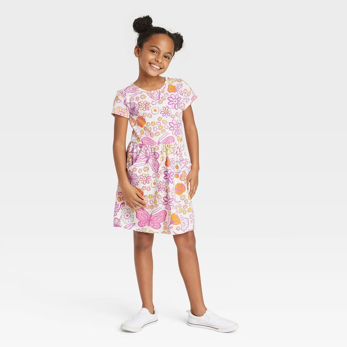 Girls' Printed Short Sleeve Knit Dress - Cat & Jack™ | Target