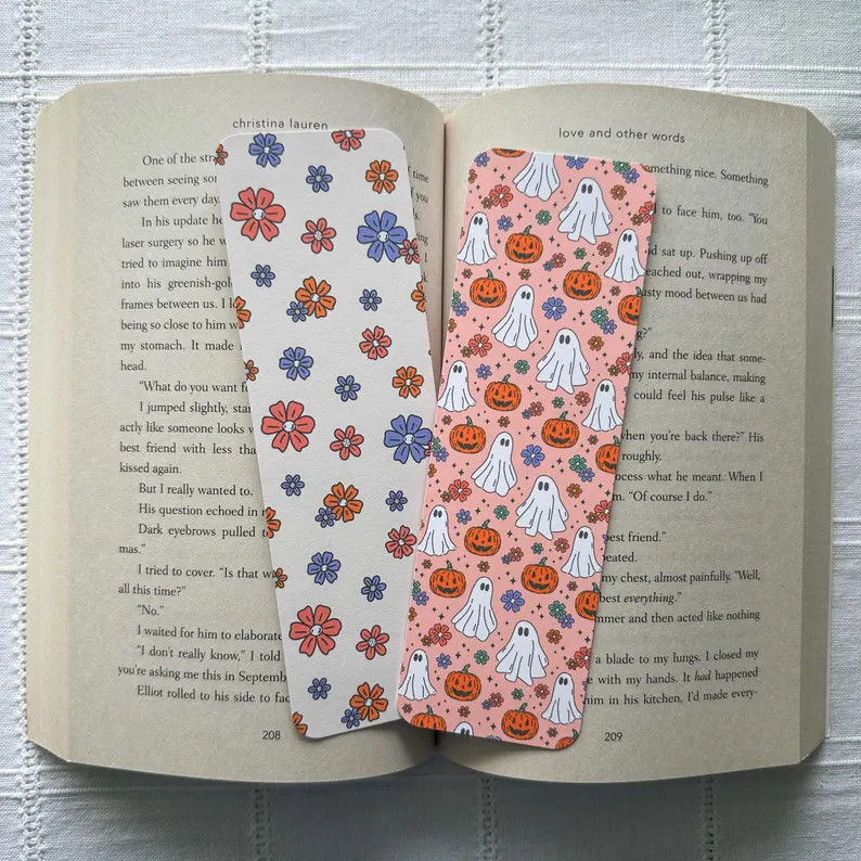 Floral Ghosts Halloween Bookmarks, Book Lover, Book Club Gift, Romance Readers, Bookworm, Bookish... | Etsy (US)