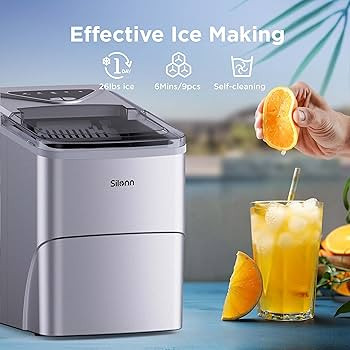 Silonn Ice Makers Countertop, 9 Cubes Ready in 6 Mins, 26lbs in 24Hrs, Self-Cleaning Ice Machine ... | Amazon (US)