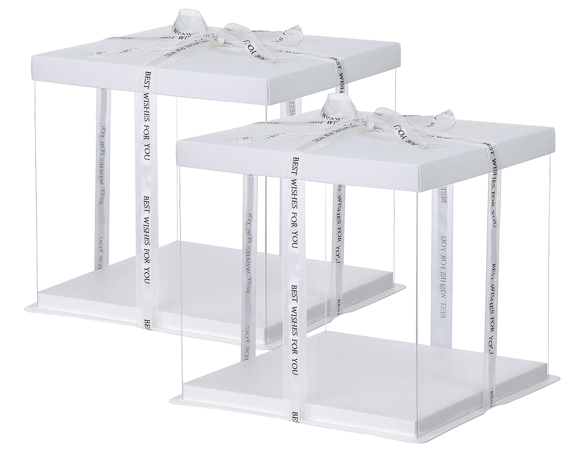 XININSUN 2Pcs Large Cake PET Clear Box, 10" X 10" X 9" with ribbon and pre-folded lid, for 8" cak... | Amazon (US)