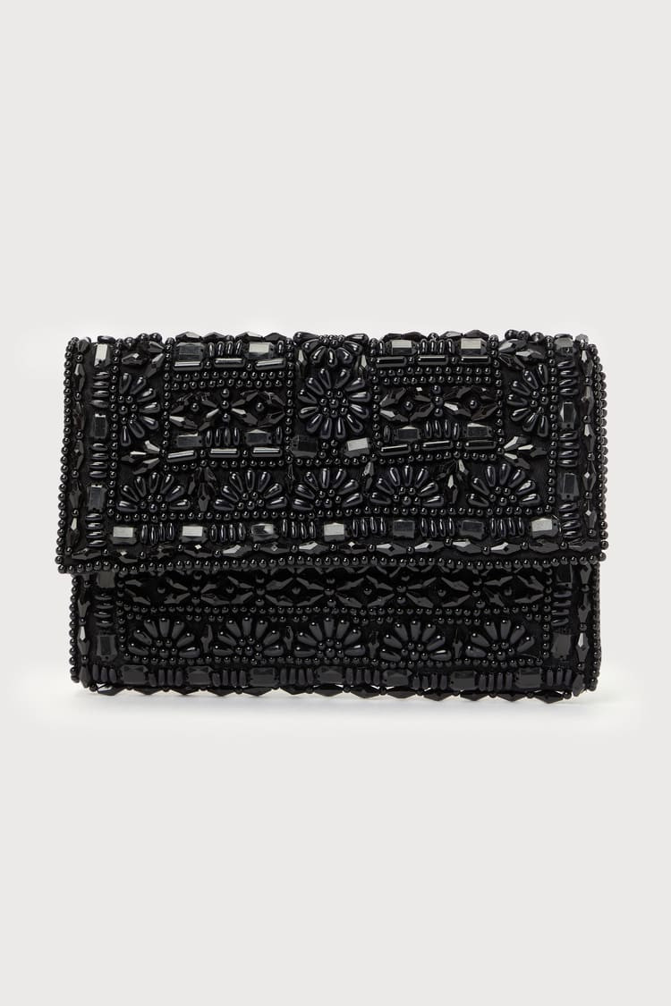 Spectacular Shine Black Beaded Clutch | Lulus