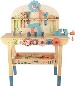 Wooden Power Tool Workbench for Kids, Building Tools Sets Pretend Play Toys - Construction Workbe... | Amazon (US)
