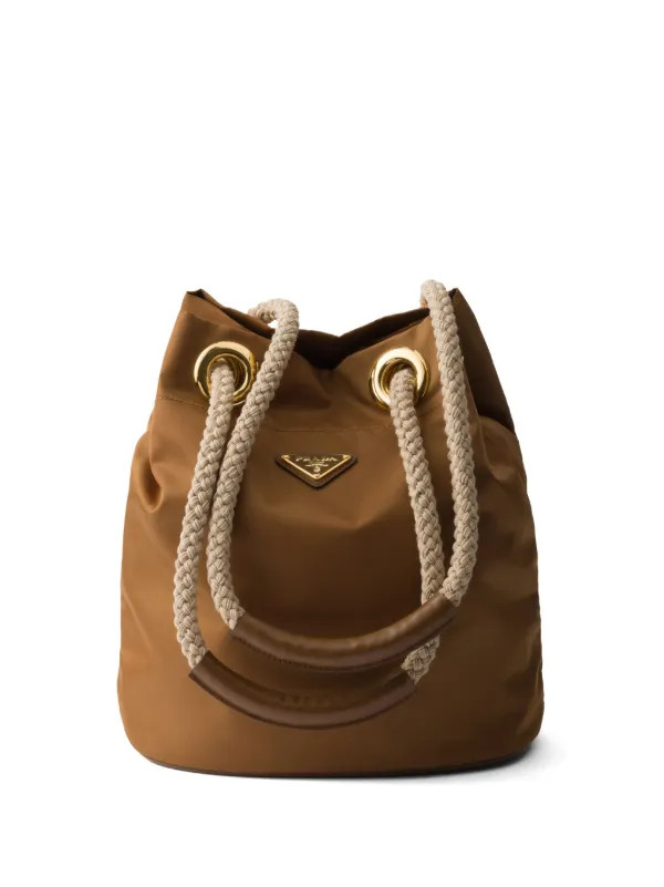 Prada triangle-logo Bucket Bag | Brown | FARFETCH BE | Farfetch Global