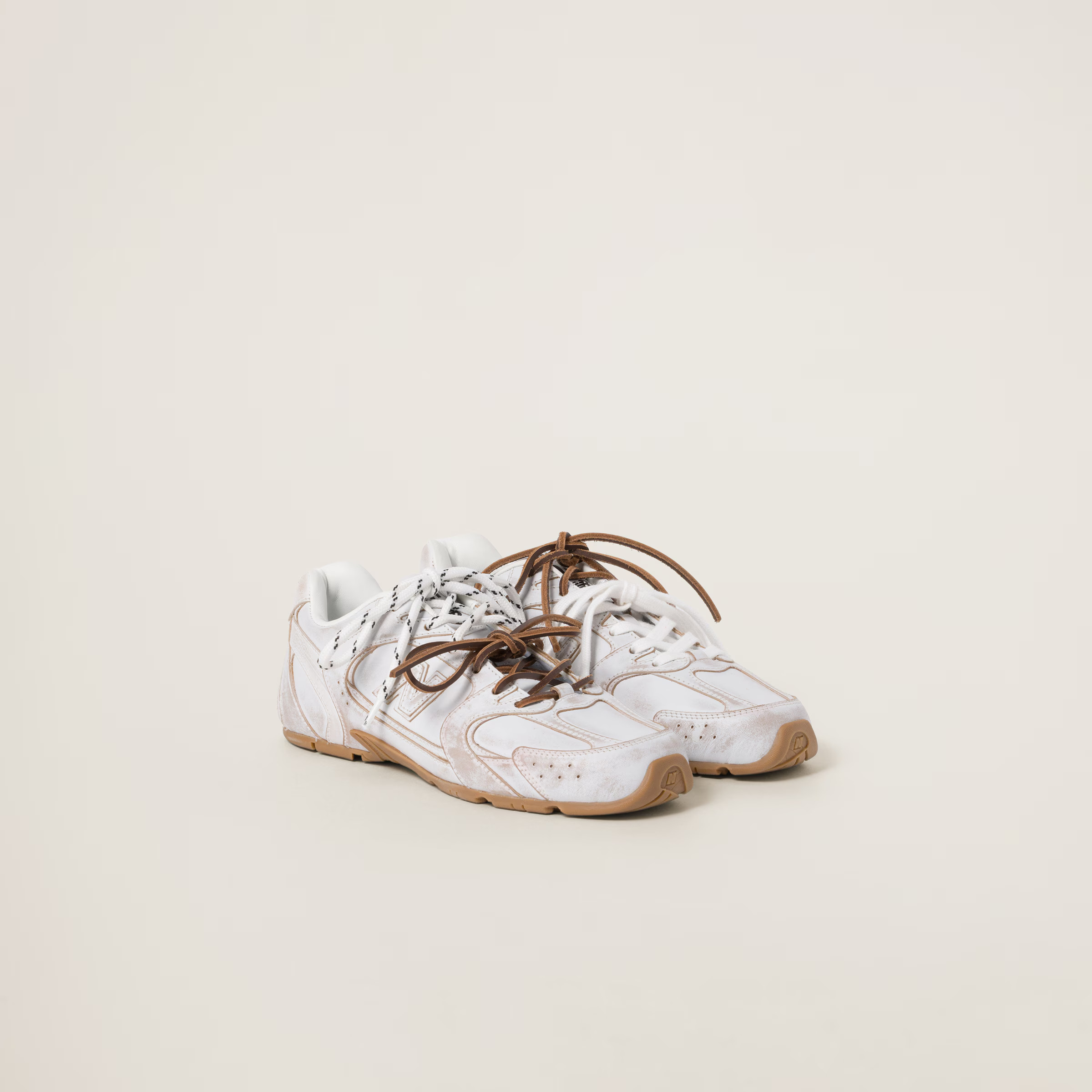 White New Balance X Miu Miu 530 Sl Leather Sneakers | Miu Miu | Miu Miu US