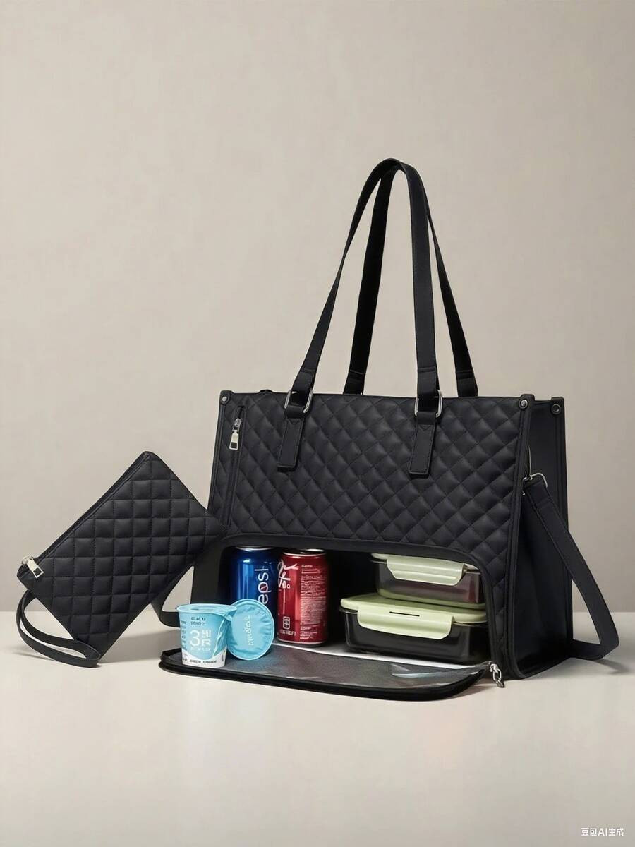 NEWHEY Lunch Tote Bag For Women, 15.6 Inch Laptop Bag With Insulated Lunch Compartment, Quilted L... | SHEIN