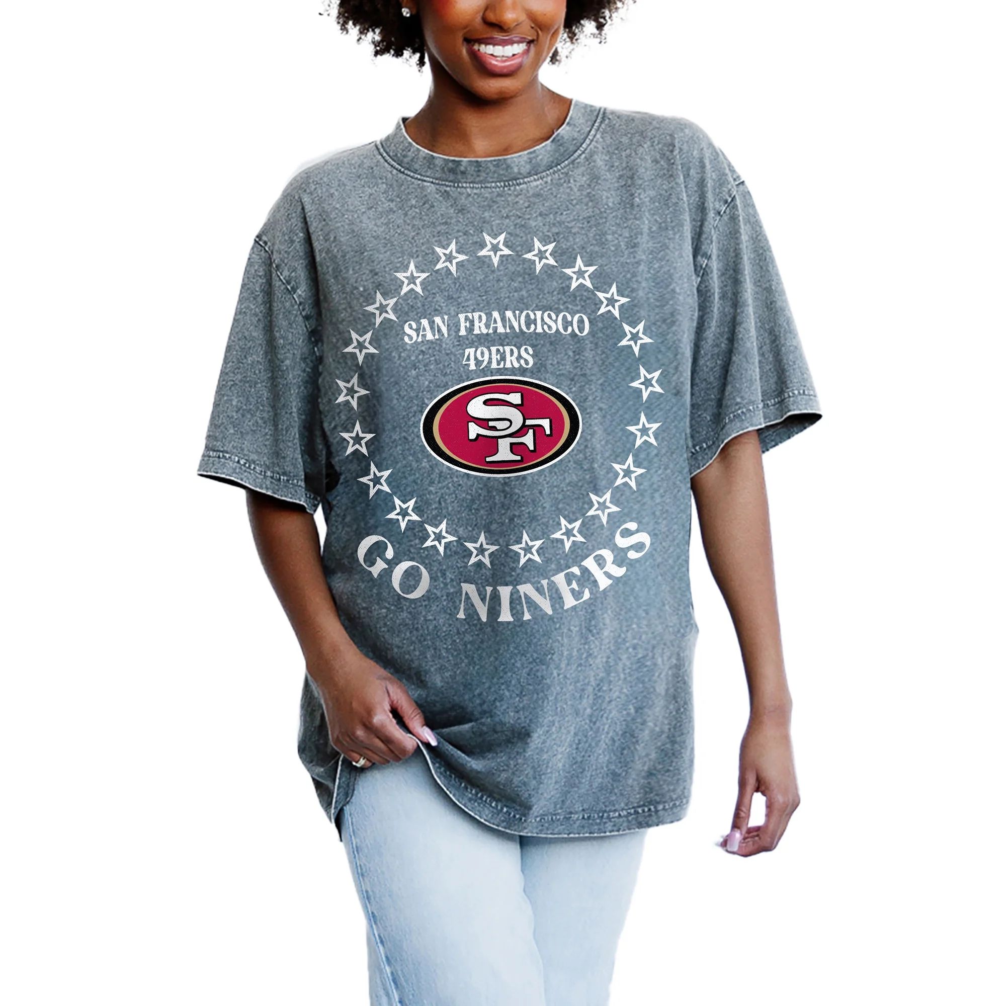 Women's Gameday Couture Gray San Francisco 49ers On Point Oversized Slogan T-Shirt - Walmart.com | Walmart (US)