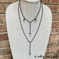 Shiny Black Cross Y Necklace Choose 1 Or Both Black Cross Multi Crosses All | Etsy (US)