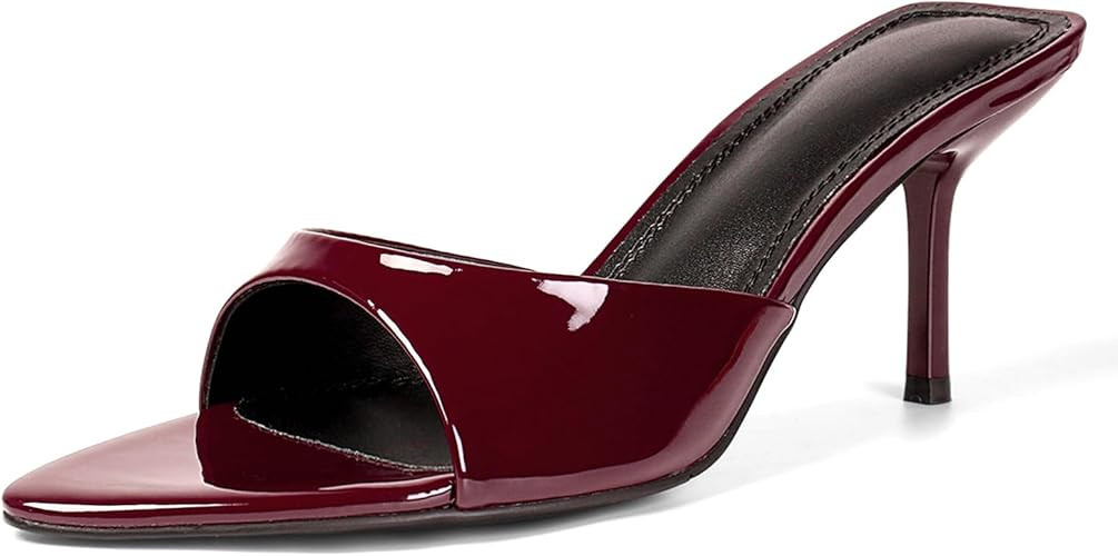 QIV Leopard Kitten Heels Pointed Toe Mule Heels for Women Open Toe Kitten Heel for Party Dressy W... | Amazon (US)