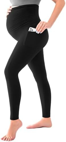SINOPHANT Women's Maternity Leggings Over The Belly with Pockets,Pregnancy Yoga Pants Workout Leg... | Amazon (US)