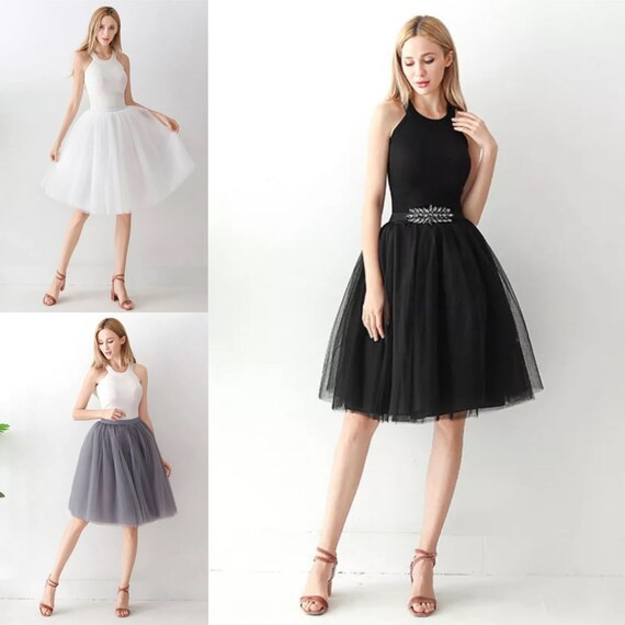 BLACK TUTU | tulle tutu skirt net medium midi knee thigh calf mid tea length party birthday anniv... | Etsy (US)