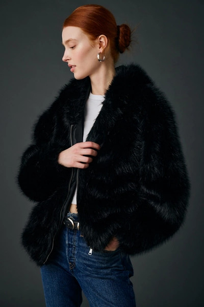 UO Sloanne Faux Fur Zip-Up Hooded Jacket | Urban Outfitters (US and RoW)