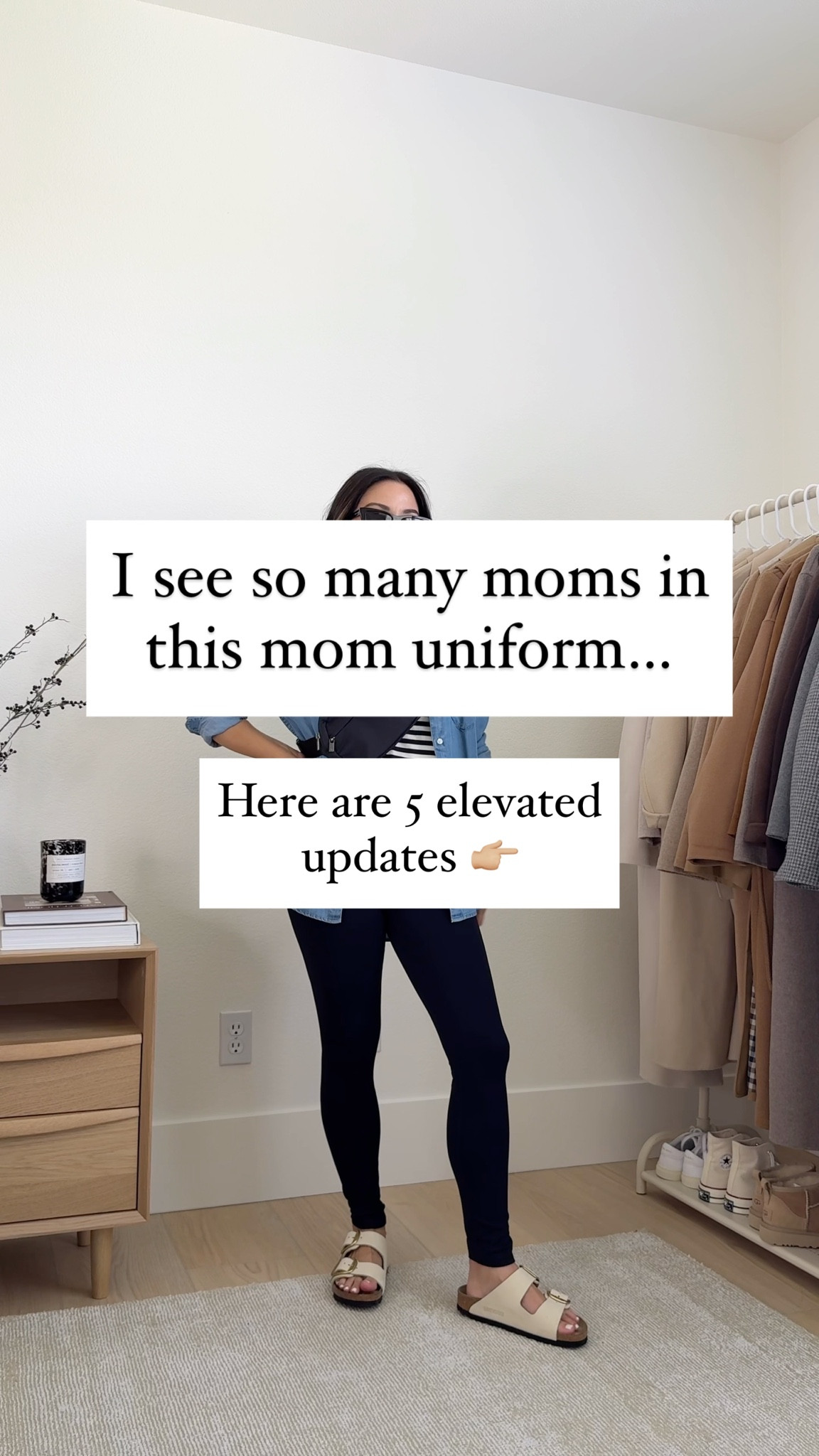 5 easy ways to update your daily mom outfit. 

Look 1
Caslon chambray xs
Everlane tee medium
Amazon leggings xs
Birkenstocks 35
Vuori bag
YSL Sunglasses

Look 2
Pistola tee xs
Pistola pants xs
Beeks x Itsy Bitsy Indulgences sandals 5
Mansur Gavriel tote
YSL Sunglasses
J.Crew earrings
Dorsey James necklace 15"

Look 3
Gap linen shirt petite small
Madewell linen shorts xs (old, linked similar)
Banana Republic slides 5
The Sak sling bag
YSL Sunglasses
J.Crew earrings
Dorsey James necklace 15"

Look 4
J.Crew tee small
Quince skirt xs
Beeks x Itsy Bitsy Indulgences sandals 5
J.Crew bucket bag
YSL Sunglasses
J.Crew earrings
Dorsey James necklace 15"

Look 5
AGOLDE denim jacket xs
J.Crew tee small
Eileen Fisher jersey pants xs
Zara slides 5
Marea bag
YSL Sunglasses
J.Crew earrings
Dorsey James necklace 15"

Look 6
Gap x Dôen shirt xs (old)
Madewell tank small
Gap Factory linen pants petite xs (sold)
Amazon jelly flats 5.5
Mansur Gavriel tote
Polo Ralph Lauren hat
J.Crew earrings
Dorsey James necklace 15"

#LTKItBag #LTKPetite #LTKStyleTip