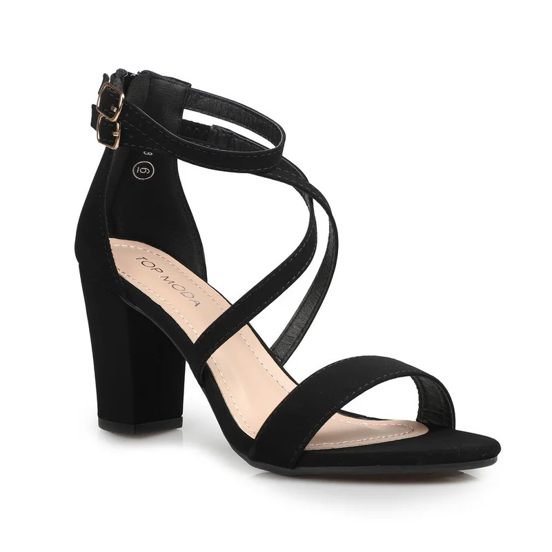 Women's Crisscross Ankle Strap Block Heel Pumps Dress Sandals | Walmart (US)