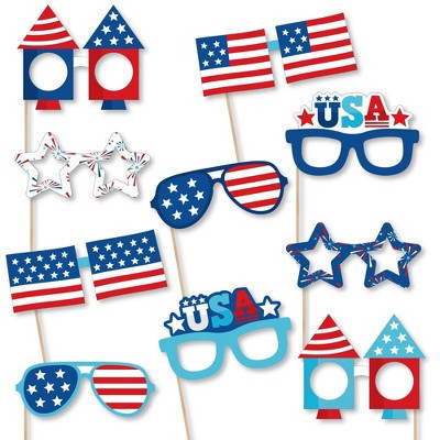 Big Dot of Happiness Firecracker 4th of July Glasses - Paper Card Stock Red, White and Royal Blue Party Photo Booth Props Kit - 10 Count | Target