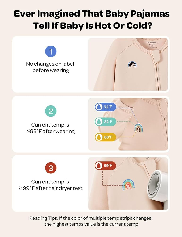 Momcozy Boy Girl Baby Pajamas Onesie, 0-24 M Temp-Sensing 2-Way Zipper Cotton & Viscose Derived f... | Amazon (US)