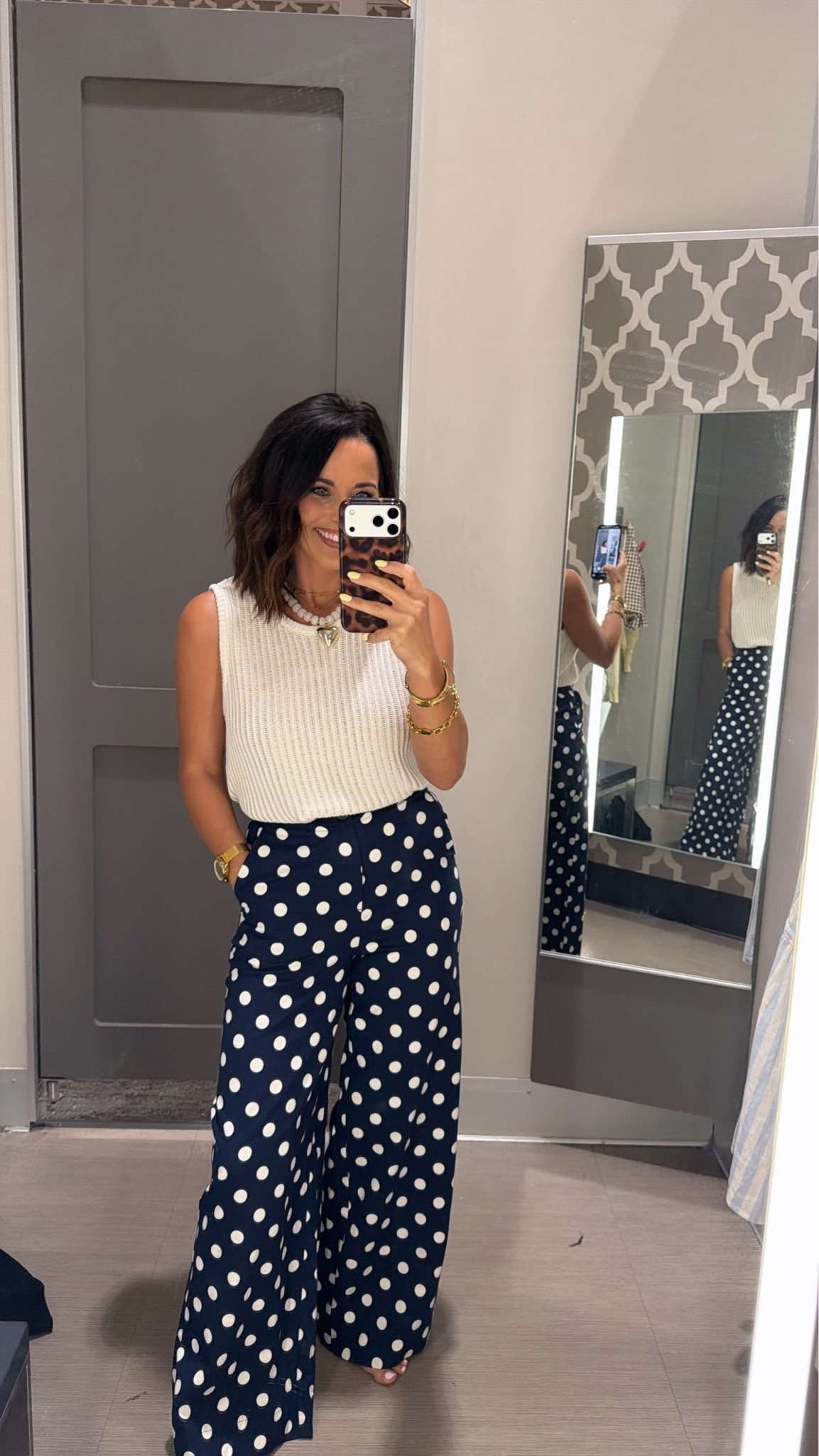 Okayyyy these polka dot pants from Target are EVERYTHING 🤍🖤 paired them with this sleeveless sweater tank and instantly felt so put together. The fit is so flattering, lightweight, and perfect for work, brunch, church, or vacation nights. Wearing an XS and honestly can’t believe this is Target.

target style, target fashion, polka dot pants, classy outfit inspo, chic summer outfits, wide leg pants outfit, neutral style, old money aesthetic, effortless style, affordable fashion finds, workwear outfit ideas, casual classy outfit, trendy target finds, european summer outfit vibes

#targetstyle #targetfinds #polkadot #classyoutfit #summerstyle #affordablefashion #widelegpants #oldmoneyaesthetic #outfitinspo #targetfashion