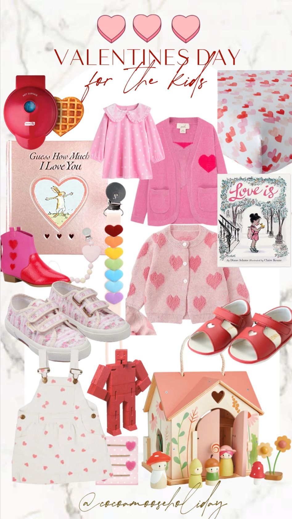Valentines Day guide for toddlers and small kiddos! The perfect valentines outfits for a baby girl, or love baskets stuffers! Heart cardigan, velvet pink dress, heart pacifiers, red and pink robots, valentines books. #valentinesday2023

#LTKkids #LTKhome #LTKSeasonal