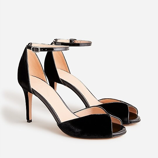 Rylie peep-toe heels in velvet | J. Crew US