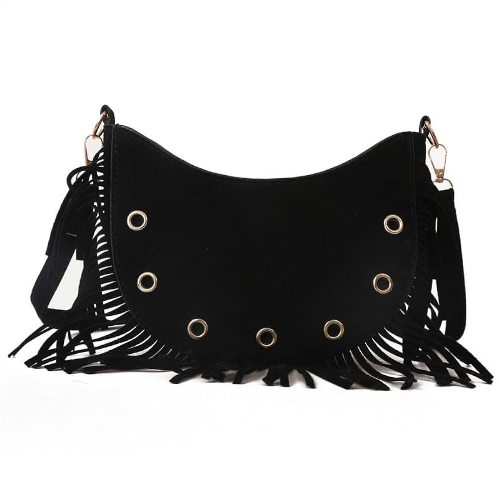Women's Fringe Crossbody Bag Shoulder Bag Tassel Chest Fanny Pack for Women Girls Black Travel Po... | Amazon (US)