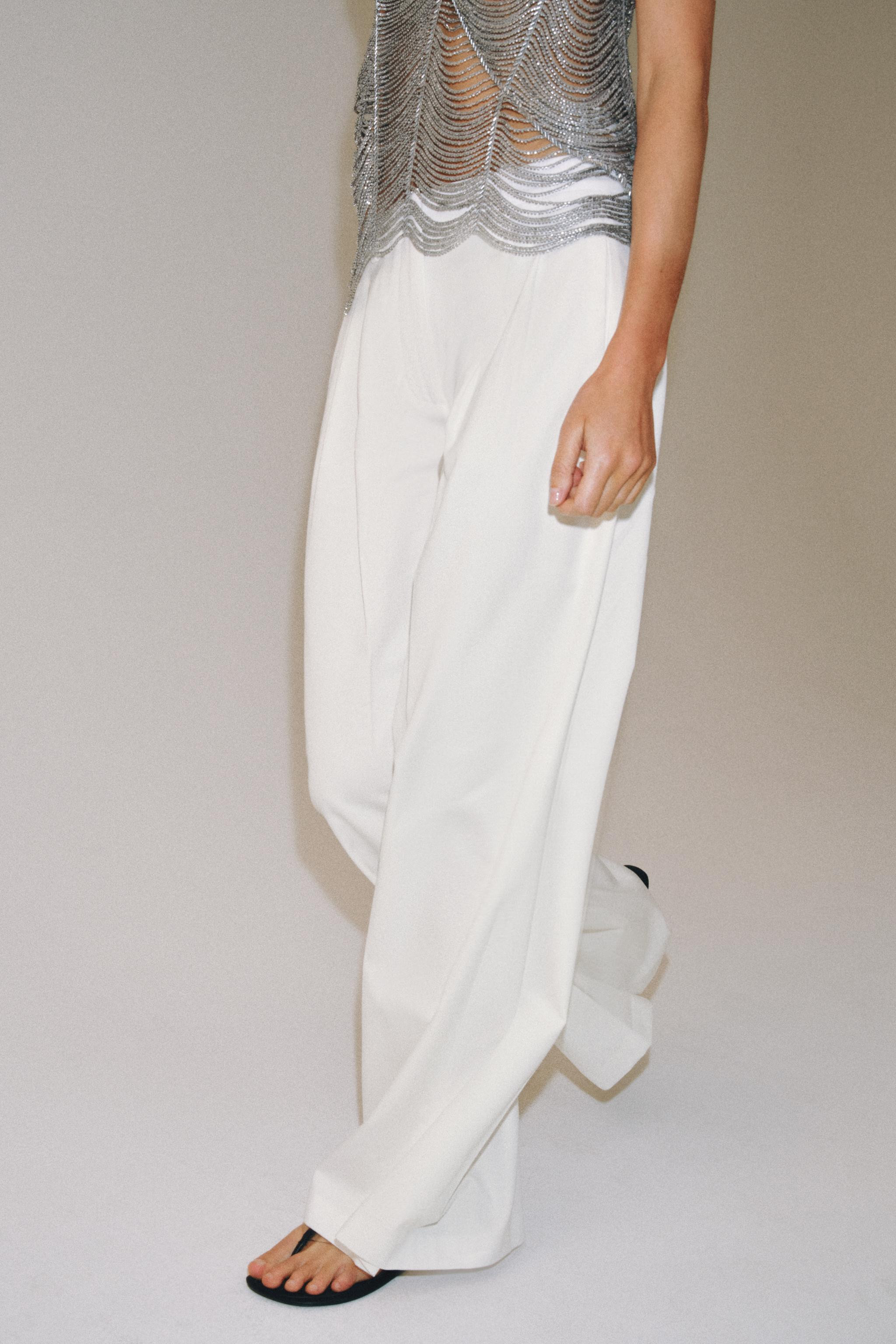 ZW COLLECTION PLEATED WIDE LEG PANTS | Zara US