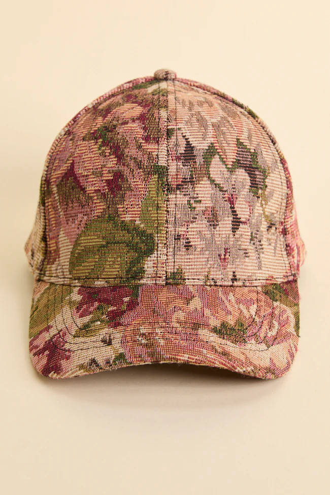 Burgundy Tapestry Baseball Hat FINAL SALE | Pink Lily