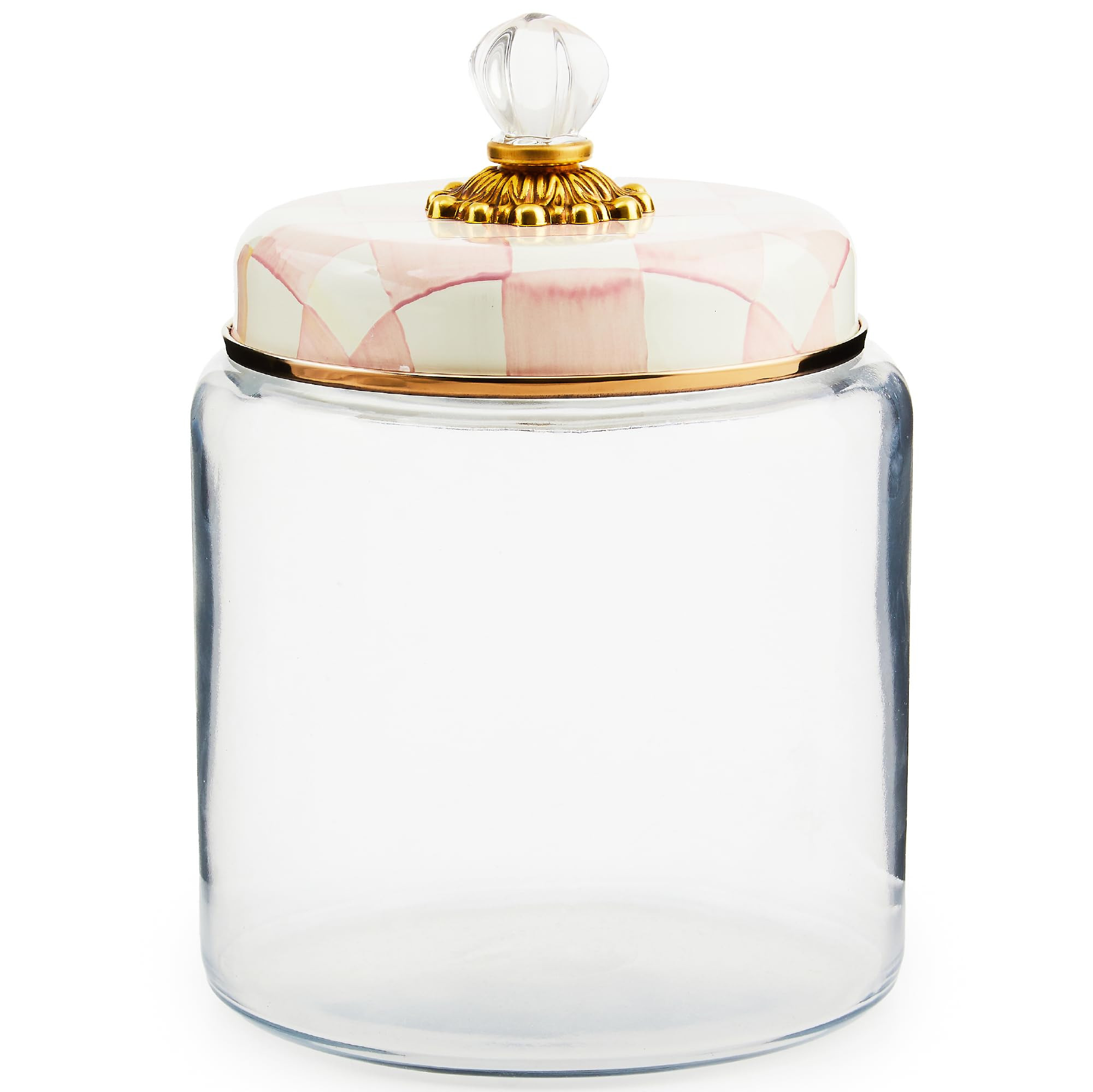 MACKENZIE-CHILDS Rosy Check Kitchen Canister, Decorative Pink-and-White Glass Storage Jar with Li... | Amazon (US)