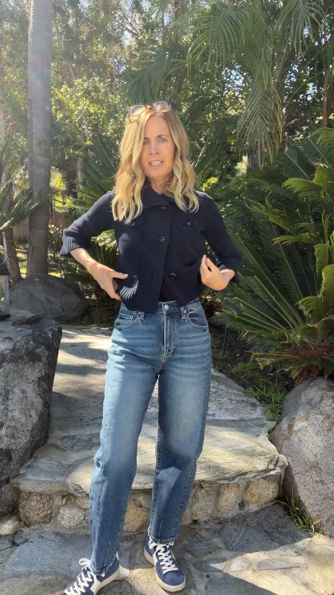 Cute denim barrel jeans. These are not as wide as the popular barrel jeans. I love them! My sweater is vintage JCrew👖 

#LTKover40 #LTKVideo