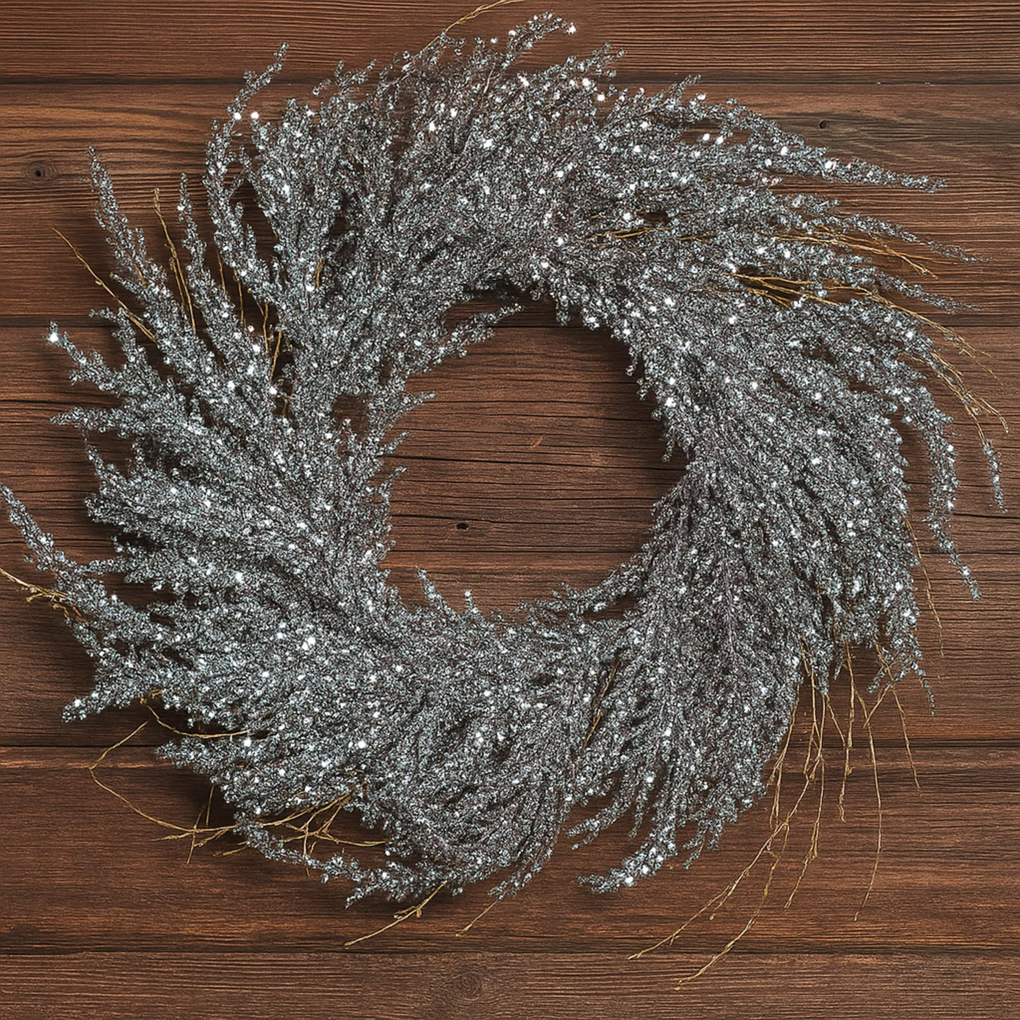 Iced Winter Wreath for Front Door 15.78 Inch Christmas Glitter Shiny Silver Door Decoration Xmas ... | Amazon (US)