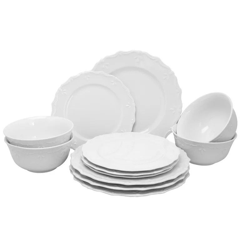 Gibson Home Scallop Buffet Dinnerware Set in White, Set of 12 | Walmart (US)