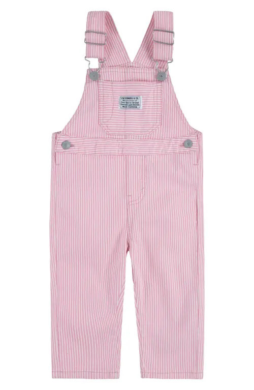 levi's Railroad Stripe Overalls in Red/Bright White at Nordstrom, Size 6M | Nordstrom
