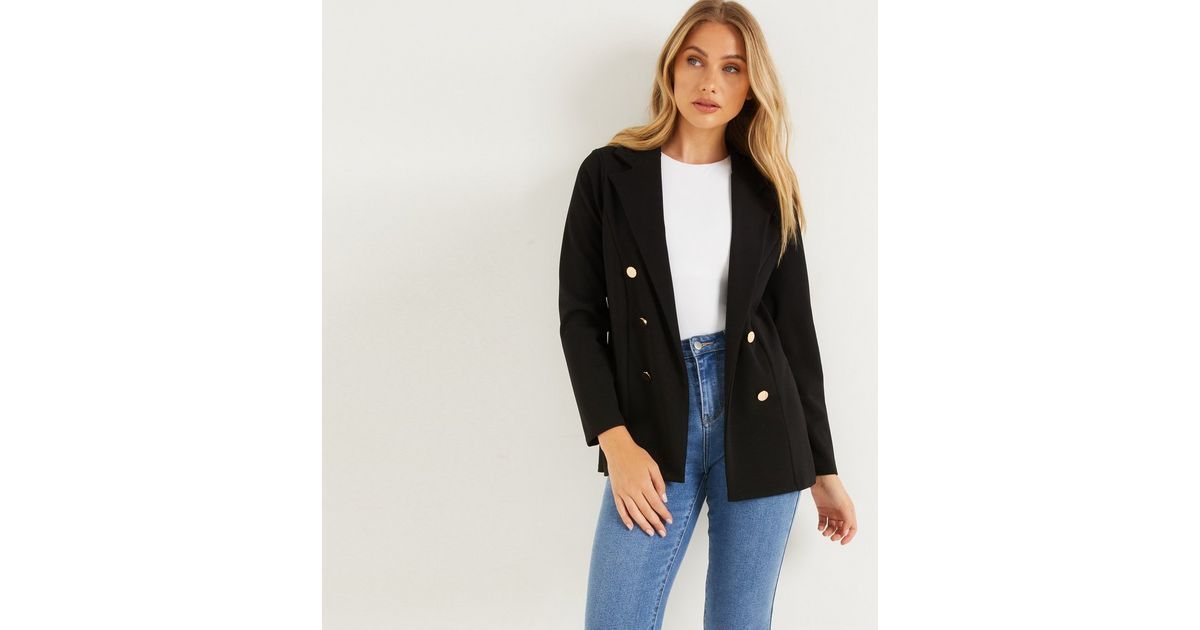 QUIZ Black Crepe Button Blazer
						
						Add to Saved Items
						Remove from Saved Items | New Look (UK)