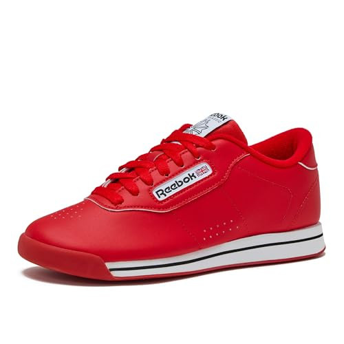 Reebok Princess Sneakers for Women, Comfortable Walking or Tennis Womens Shoes, Techy Red/White/Black, 9.5 | Amazon (US)