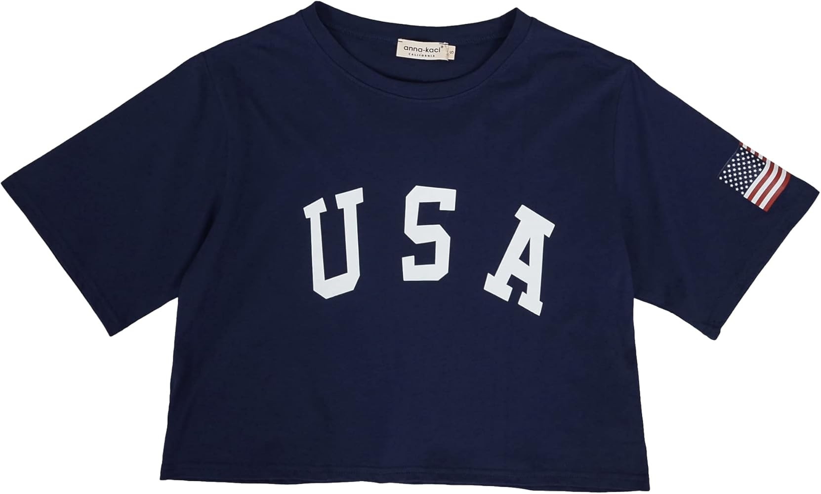 Anna-Kaci Women's Letter Print Crop Top Summer Short Sleeve July 4th USA American Flag T-Shirt | Amazon (US)