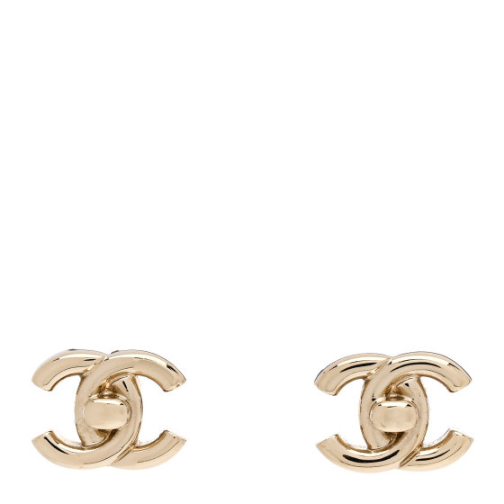 Metal CC Turnlock Earrings Gold | FASHIONPHILE (US)
