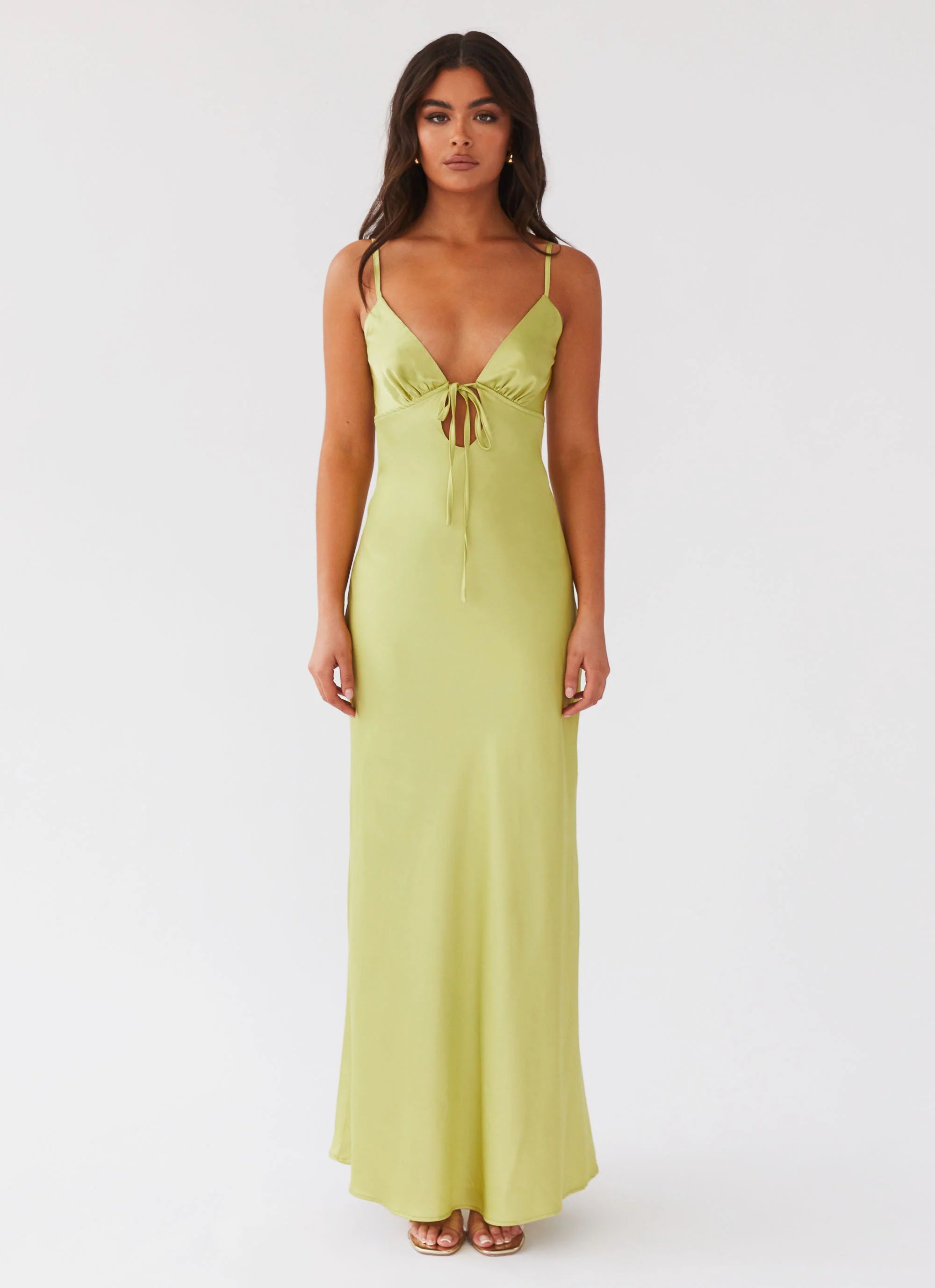 Peppermayo Exclusive -  Flora Satin Maxi Dress - Green Expectations | Peppermayo (Global)