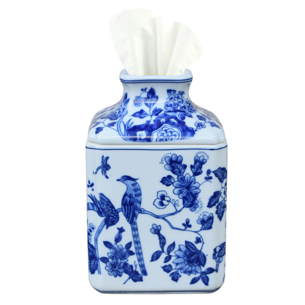 Porcelain Blue & White Square Tissue Box Holder | The Well Appointed House, LLC