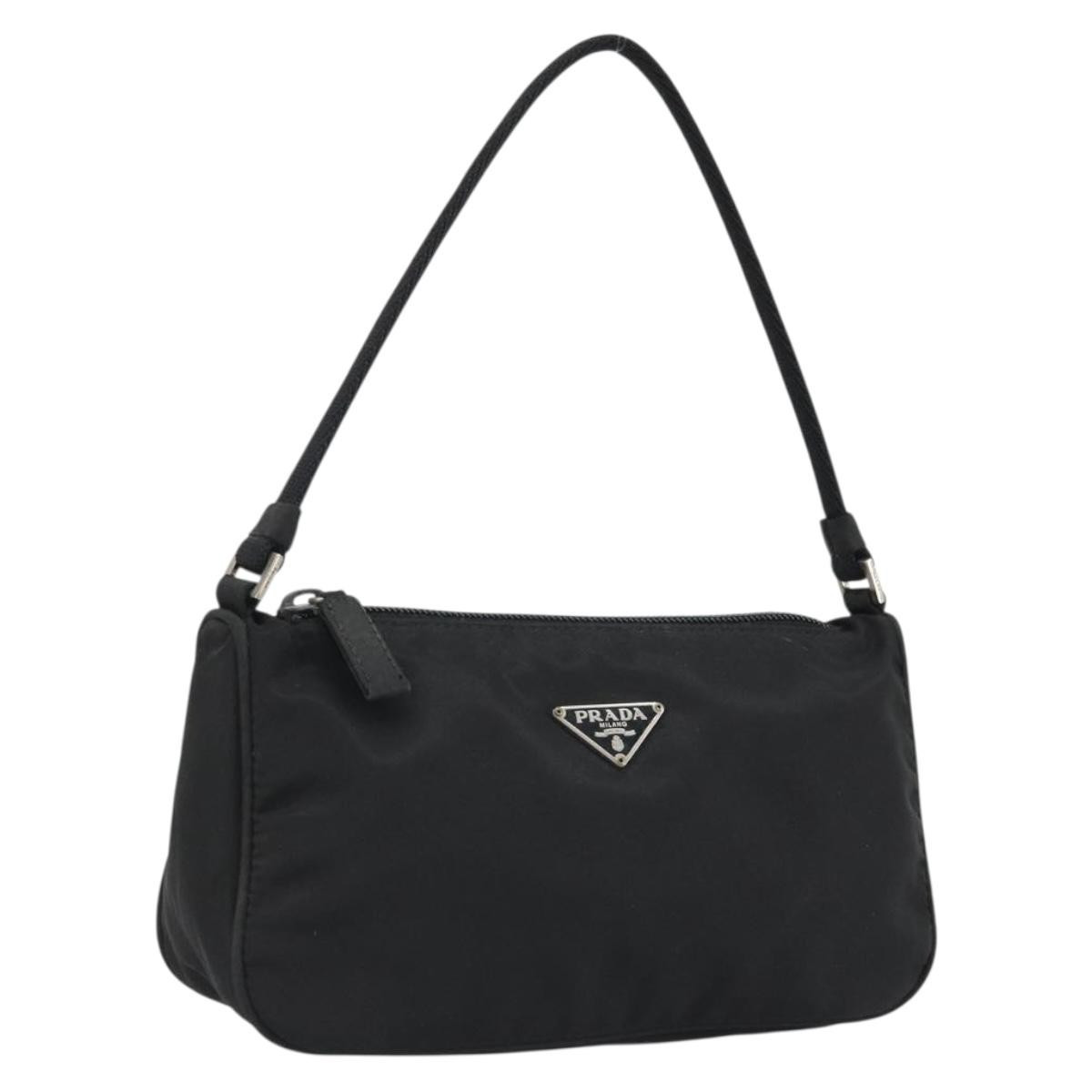 PRADA Hand Pouch Nylon Black Silver Auth SW2198 | eBay US