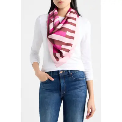 Nordstrom Printed Square Silk Scarf in Pink Split Floral at Nordstrom | Nordstrom