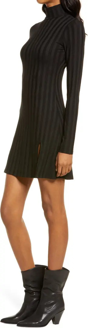 Libra Long Sleeve Rib Mock Neck Minidress | Nordstrom