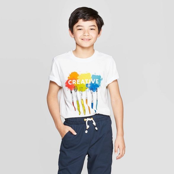 Boys' Short Sleeve Graphic T-Shirt - Cat & Jack™ White S | Target