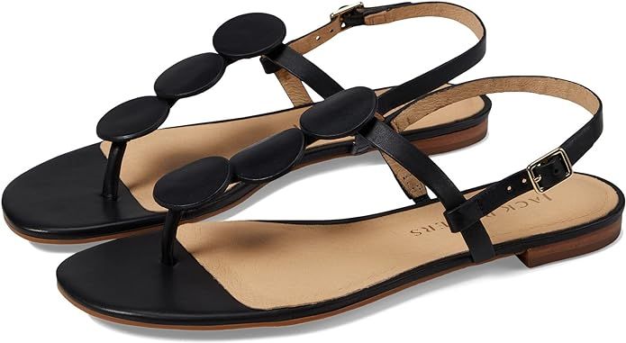 Jack Rogers Worth Flat Sandal for Women - Leather Upper, Adjustable Ankle Strap with Buckle Closu... | Amazon (US)