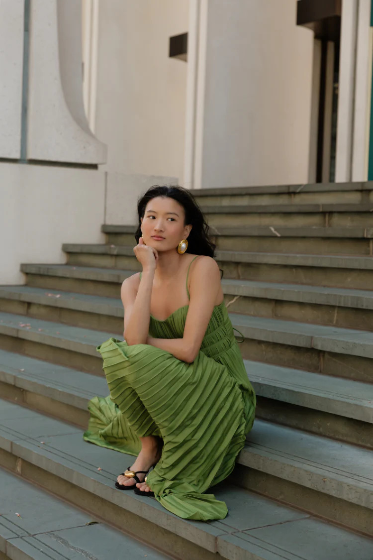 Verdelle Pleated Maxi Dress | Confête