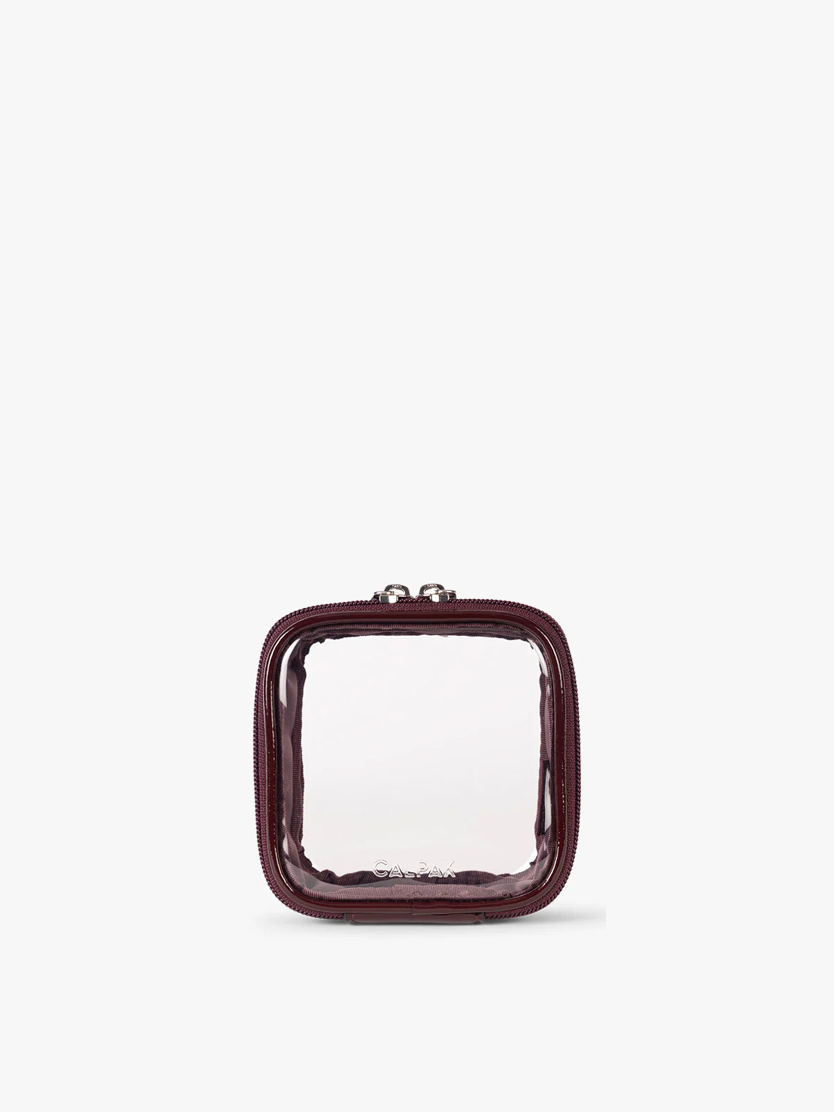 CALPAK Tiny Clear Cosmetics Case in Glazed Dark Cherry | CALPAK
