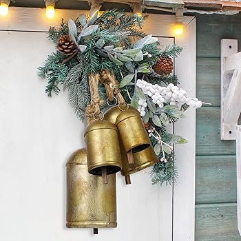 4 Pack Giant Christmas Cow Bells Large Metal Hanging Bells Rustic Cow Bells with Rope Harmony Win... | Amazon (US)