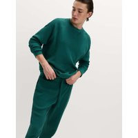 M&S Pure Cotton Waffle Loungewear Sweatshirt Green | Marks & Spencer (UK)