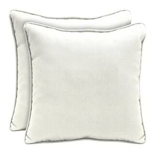 Home Decorators Collection Sunbrella Canvas White Square Outdoor Throw Pillow (2-Pack)-AH1M545B-D... | The Home Depot