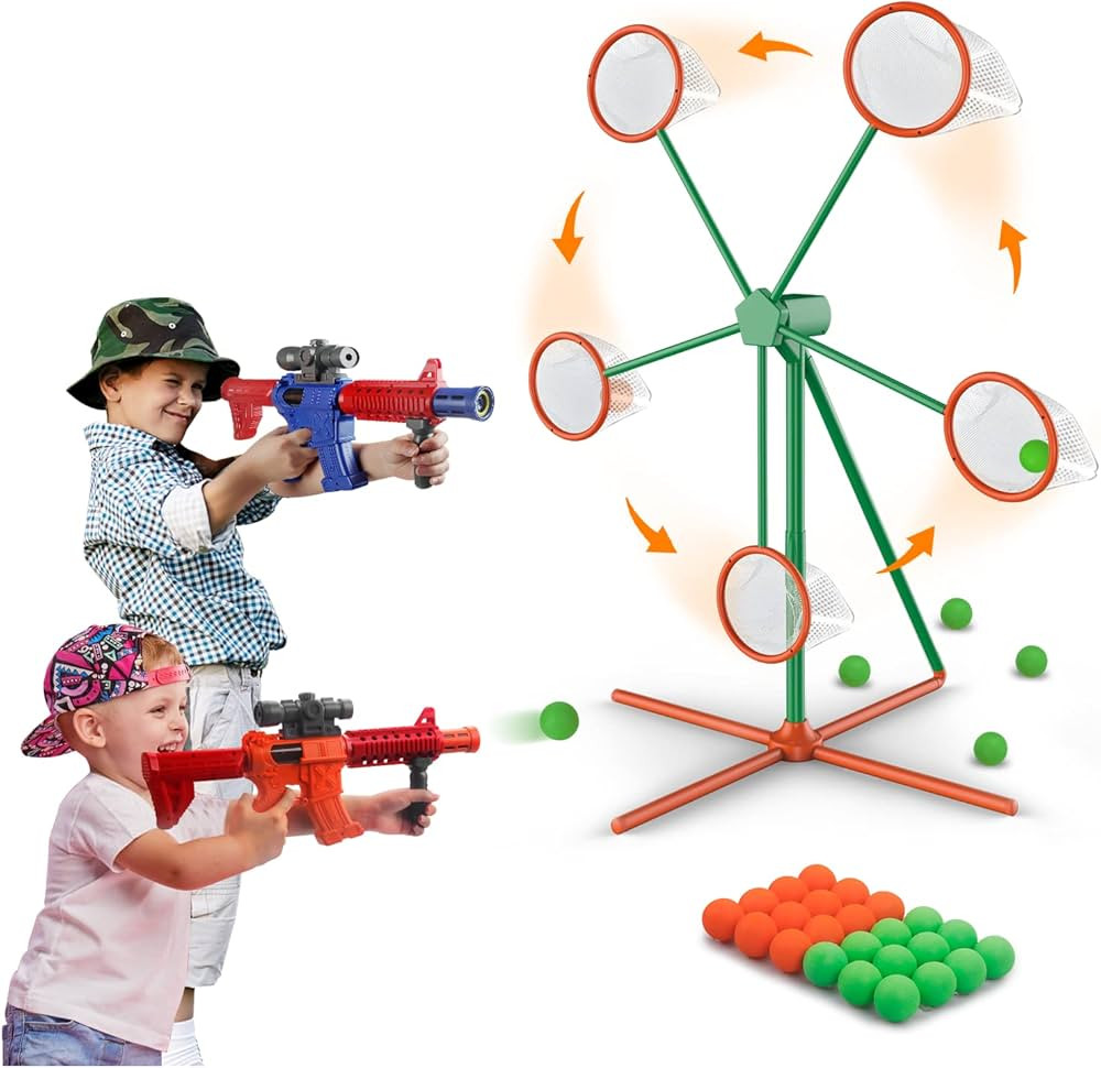 IFLOVE Shooting Games Toys for Boys,Kids Toys Outdoor Games with 2pk Popper Air Toy Guns & Moving... | Amazon (US)